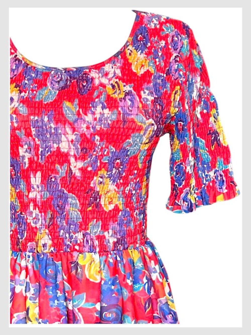 Anthropologie Maeve Ashton Smocked Peplum Top Red Floral Size S - Picture 4 of 10